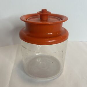 Tupperware #1477.11 Acrylic Canister .5 Liter 2 1/4 CupSheer Lid Orange Vintage